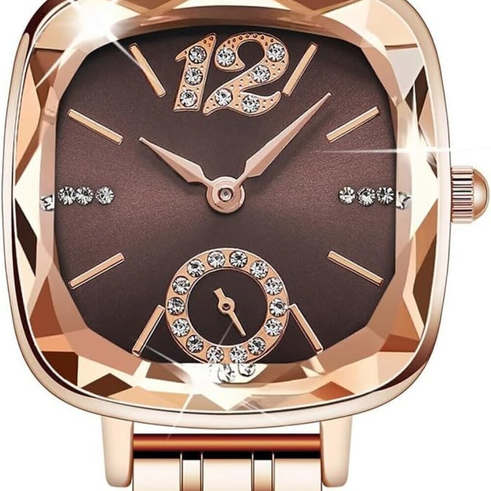 Women's Watch Square Diamond Dress Fashion Steel Belt Waterproof Quartz Wrist Wa